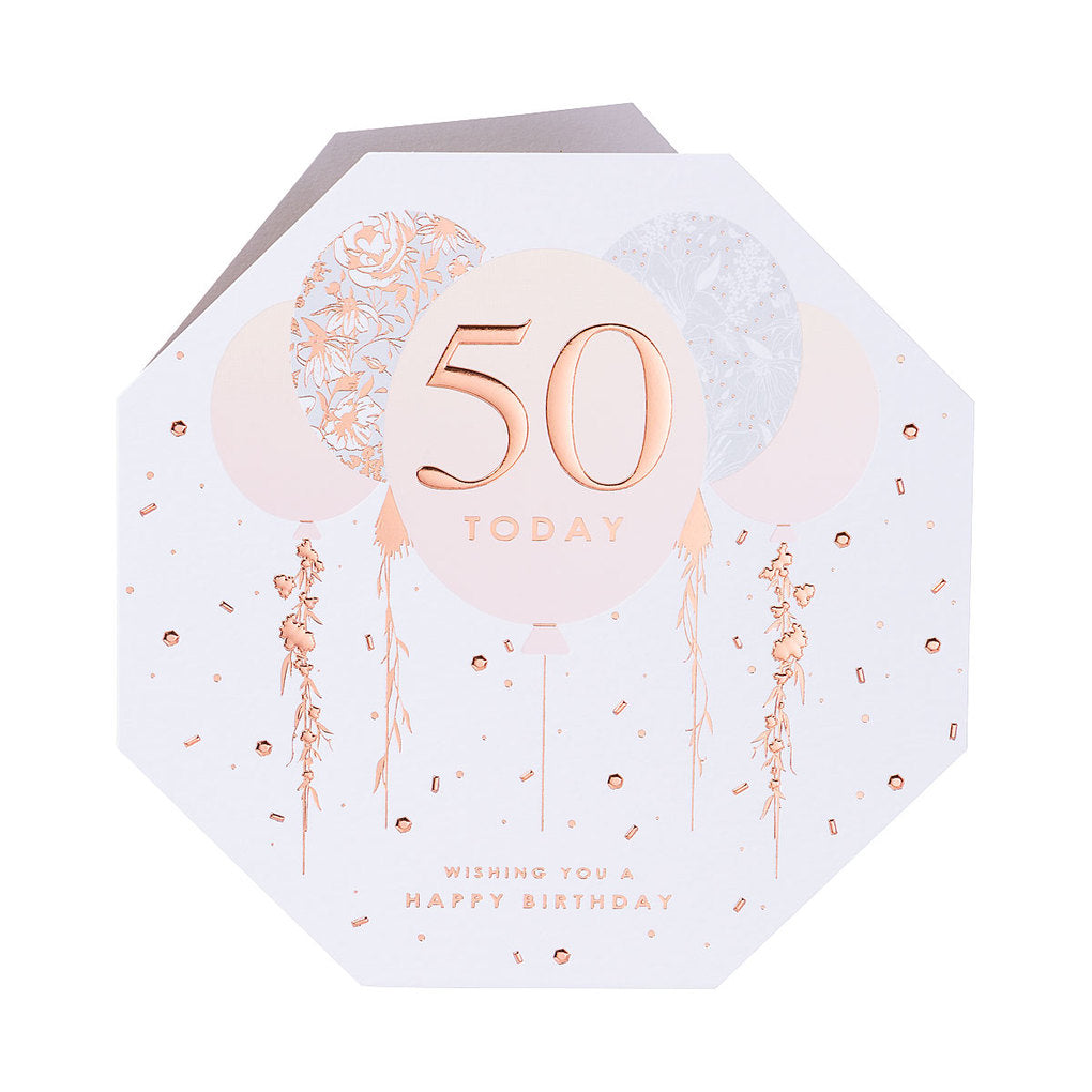 Traditional Octagon 50th Birthday Card