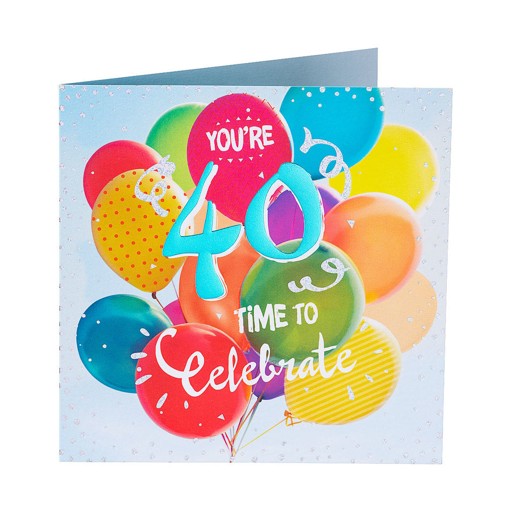 Traditional Balloons 40th Birthday Card