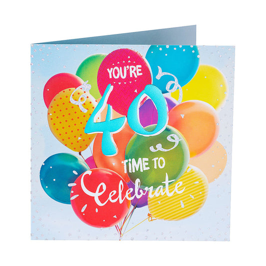 Traditional Balloons 40th Birthday Card