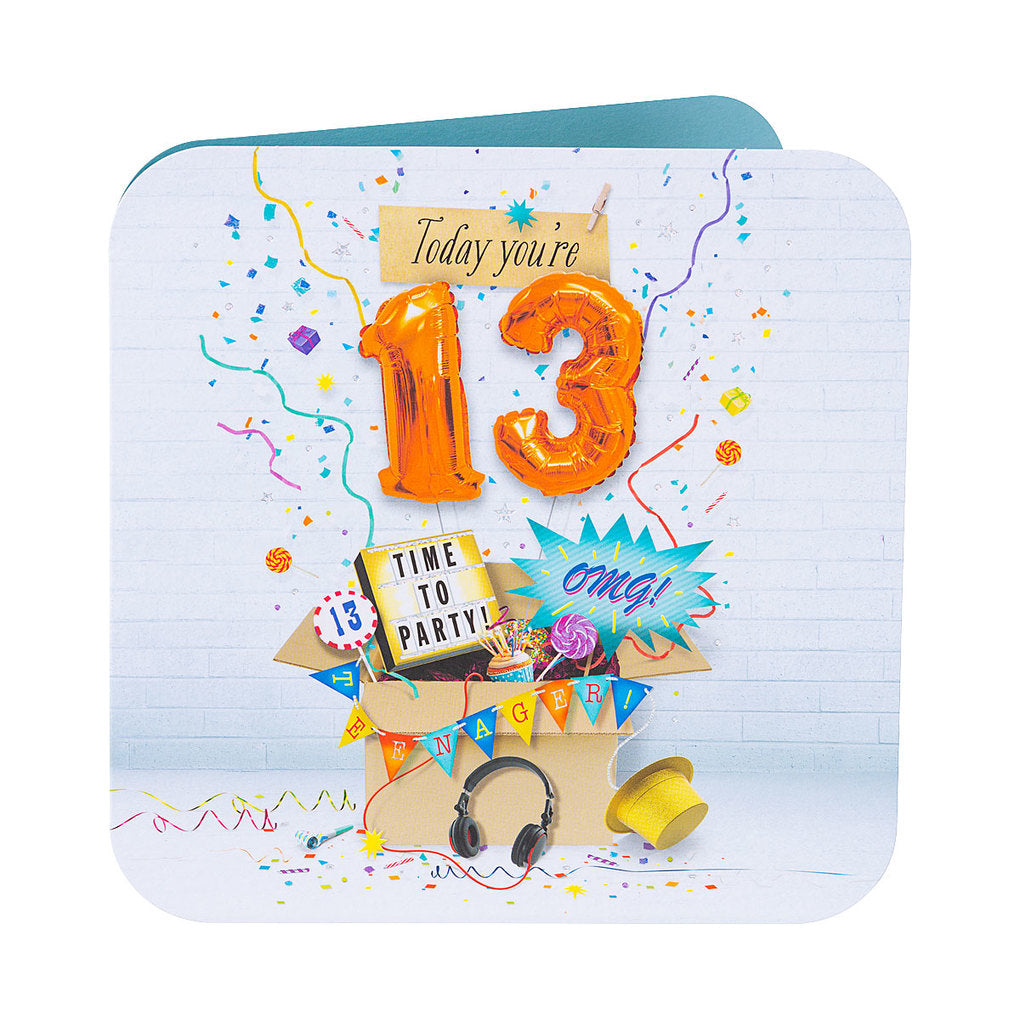 Traditional Messy Boy 13th Birthday Card