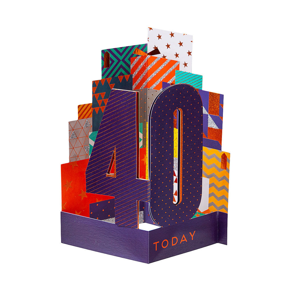 Contemporary Square 40th Birthday Card