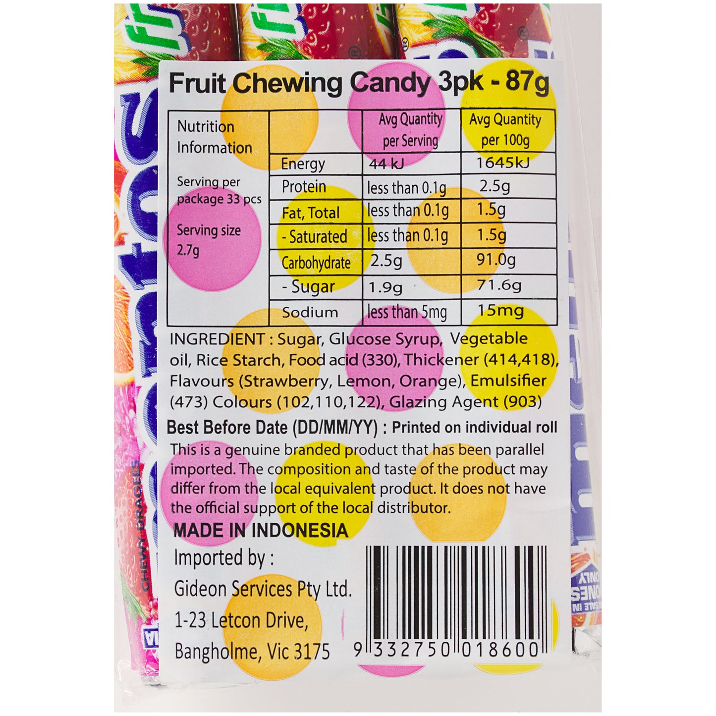 Mentos Fruity Roll 3pk