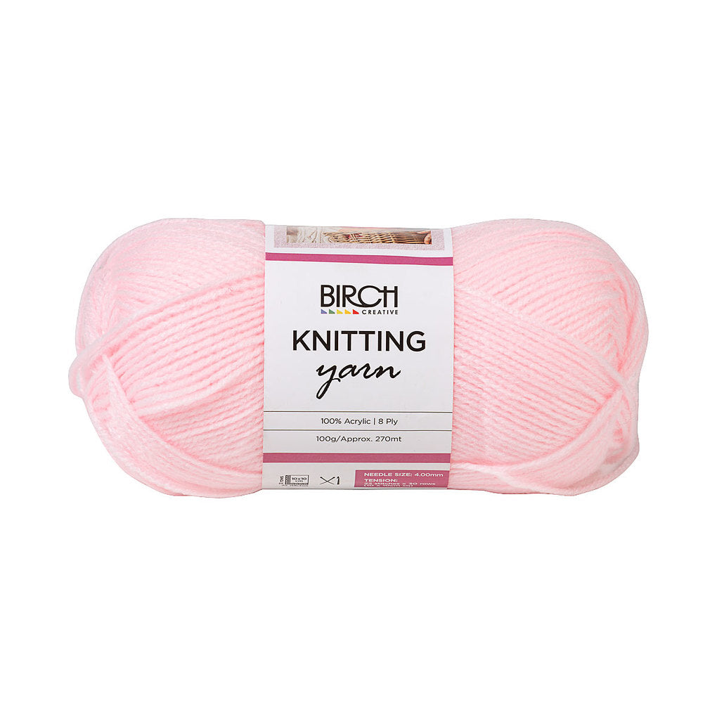 Birch Acrylic Knitting Yarn Pink 8ply 100g