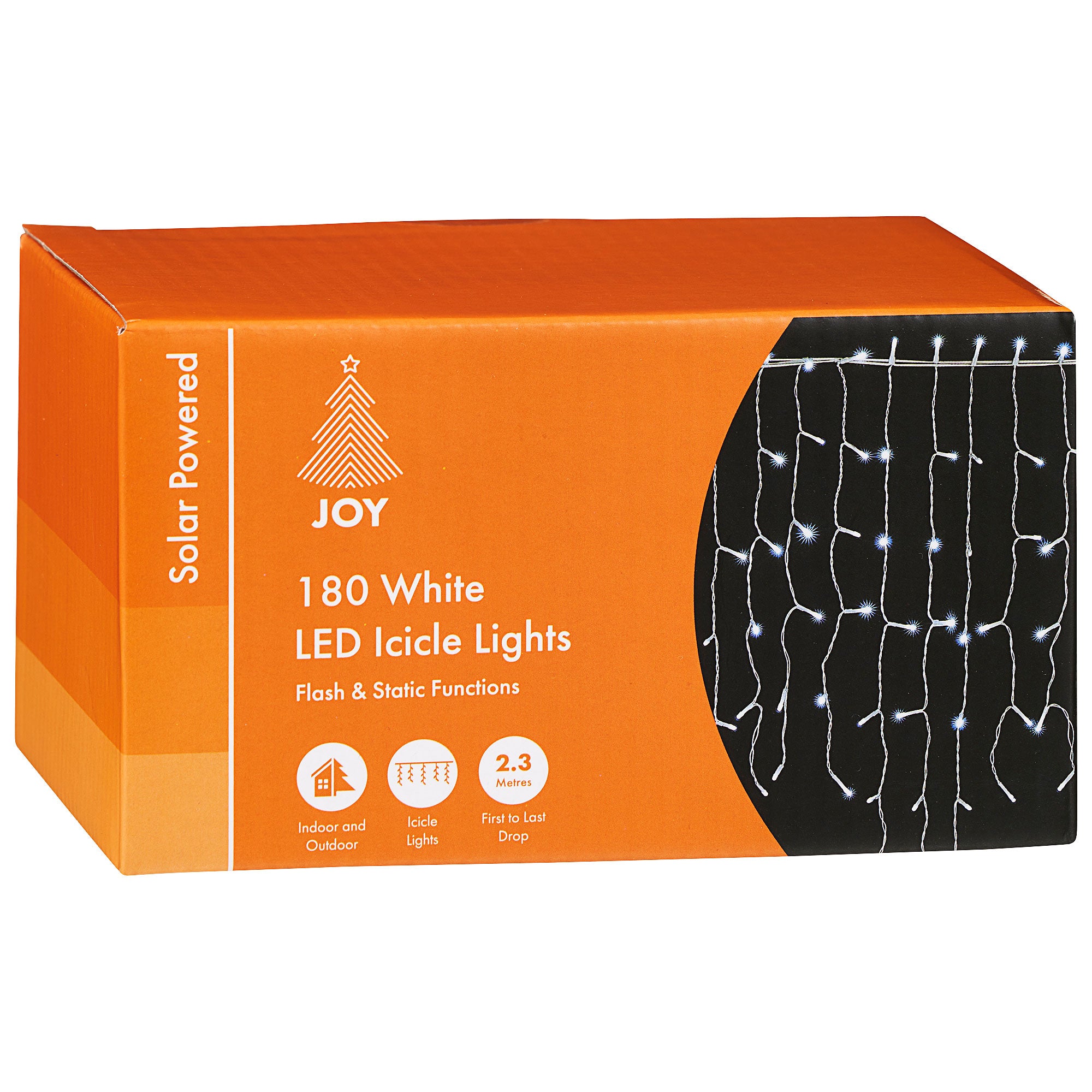 Solar LED Icicle Lights Cool White 180pk The Reject Shop