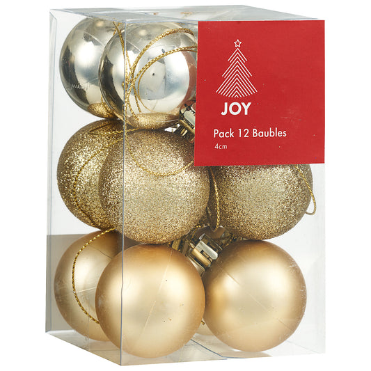 Baubles Gold 4cm 12pk