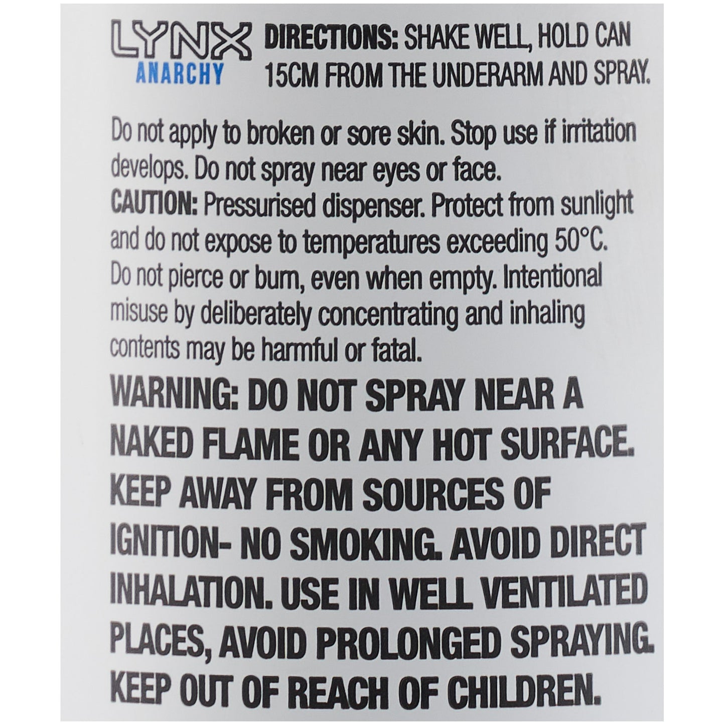 Lynx Body Spray Anarchy 165mL