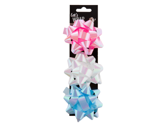 Pastel Star Bow 9cm 3 Pack