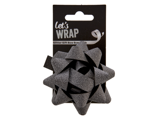 Glitter Gift Bow 8cm Black