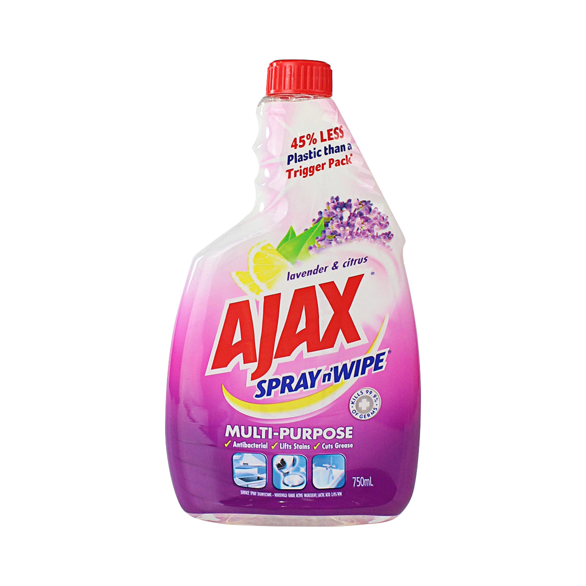 Ajax Spray n' Wipe Multi-Purpose Refill Lavender 750mL