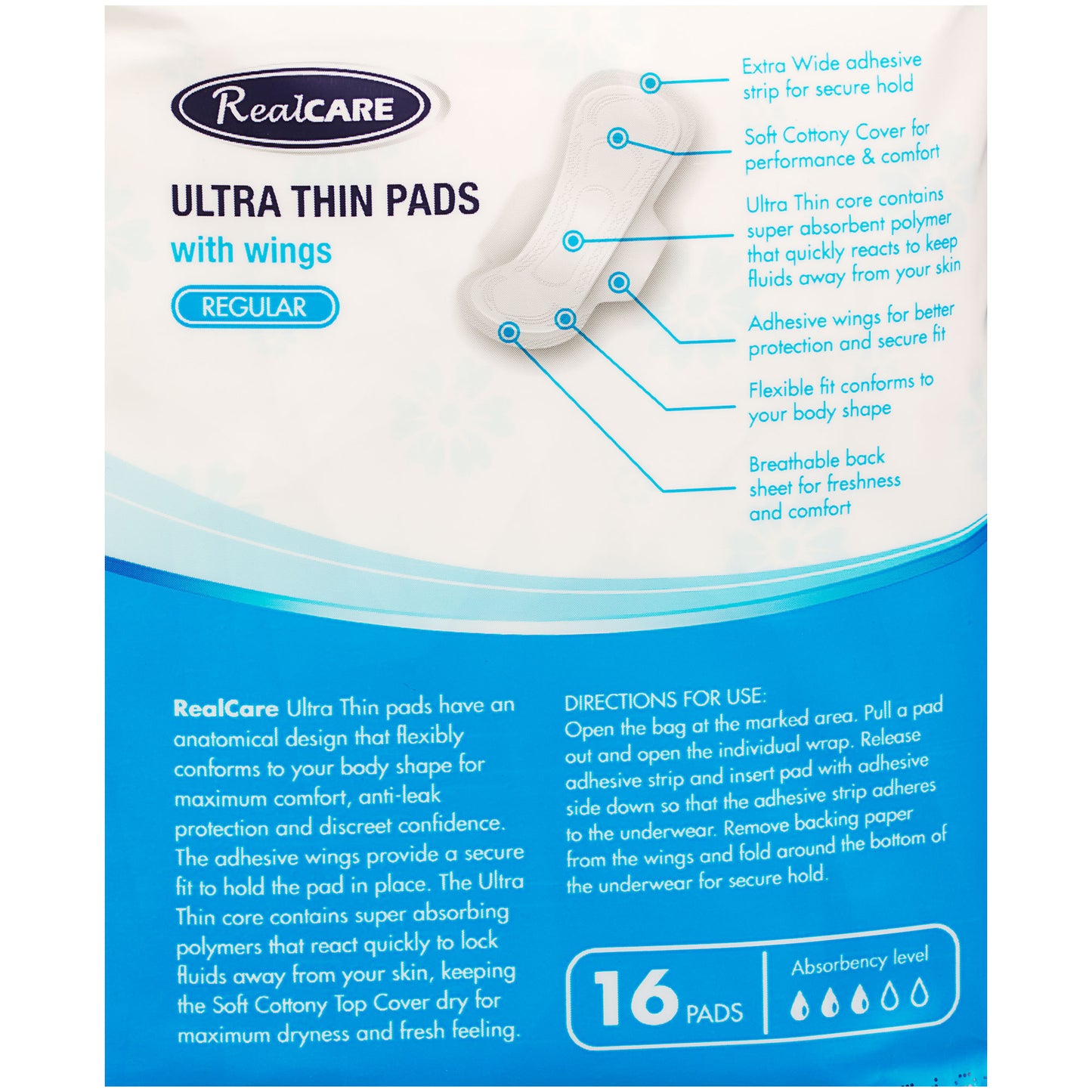 Realcare Pads Maxi Reg Wings 16 Pads