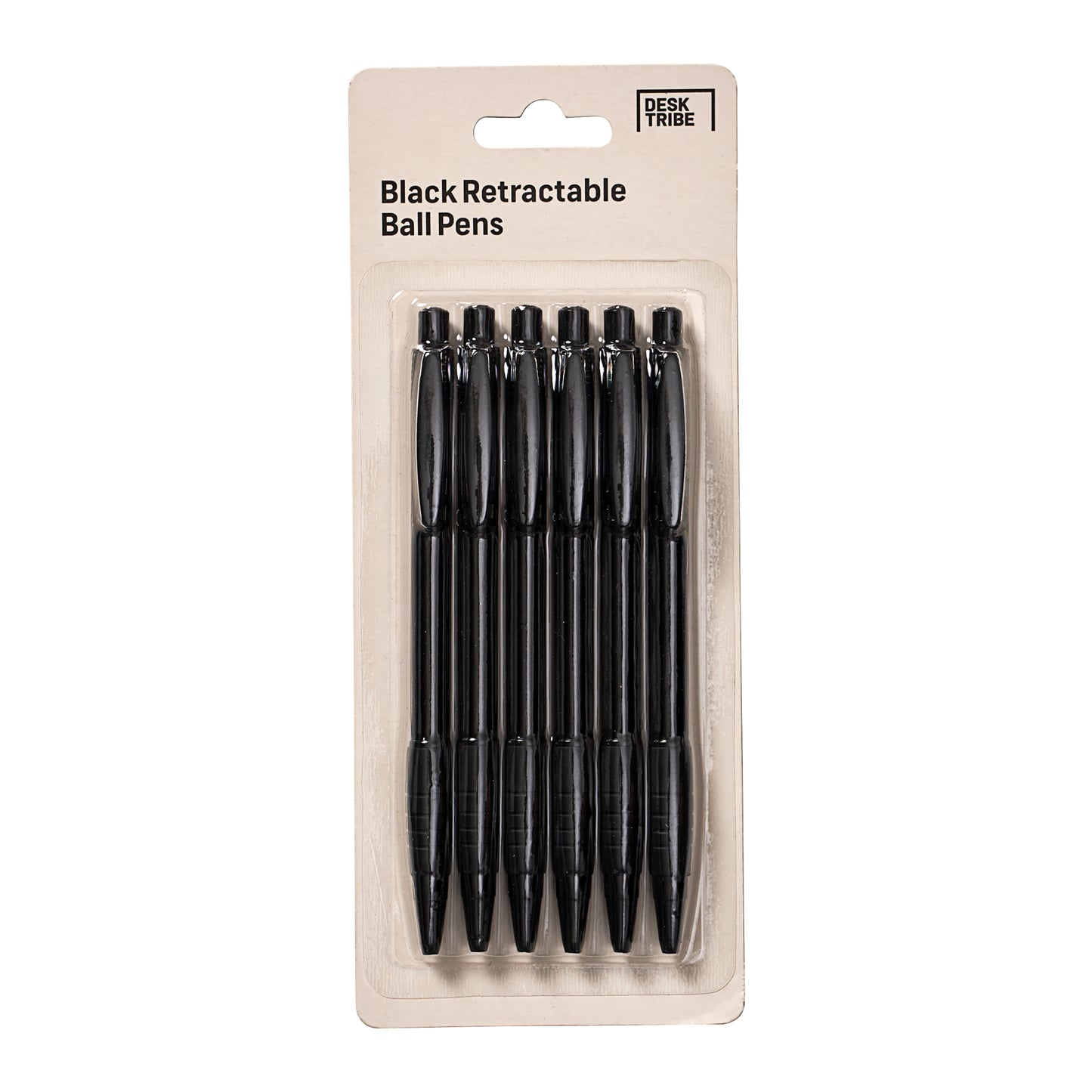 Desk Tribe Retractable Pens Black 6pk