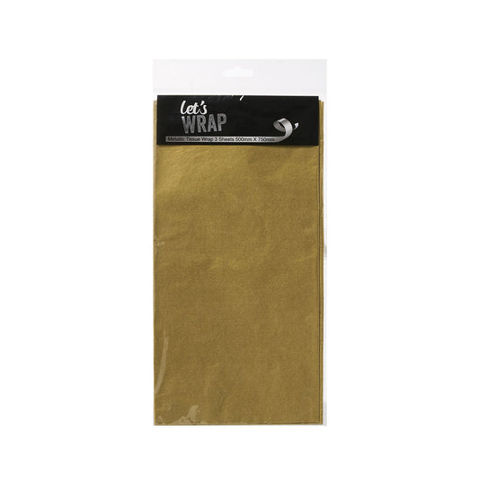 Tissue Paper Metallic Gold 50x75cm 3pk