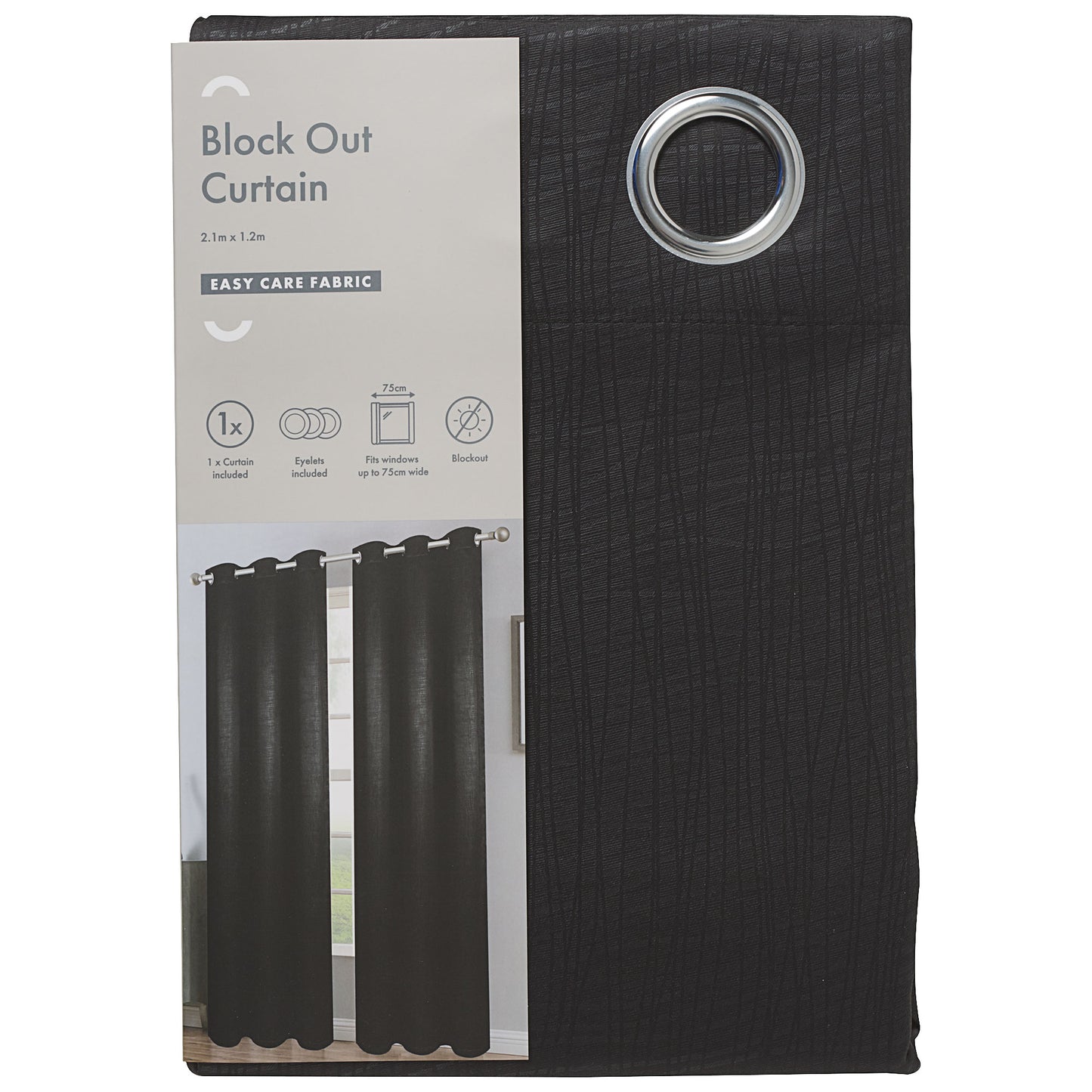 Block Out Curtain Black 2.1x1.2m