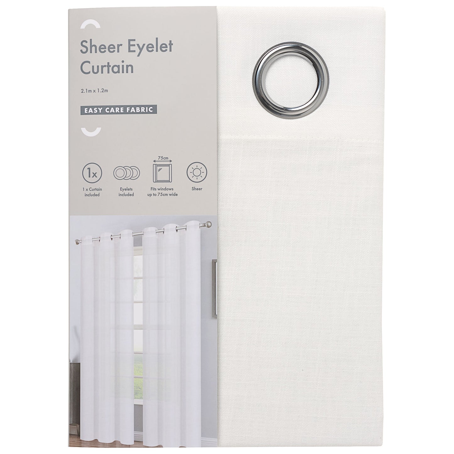 Sheer Eyelet Curtain Off-White 2.1x1.2m