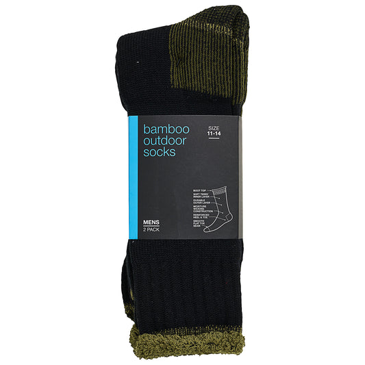 Men's Bamboo Outdoor Sock Black 2pk