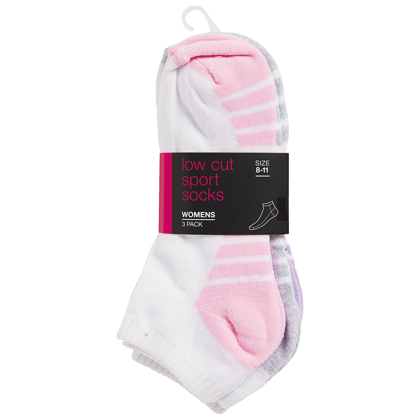 Women's Low Cut Sport Socks White Assorted 3pk