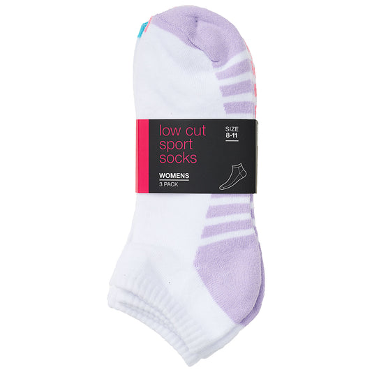 Women's Low Cut Sport Socks White Assorted 3pk