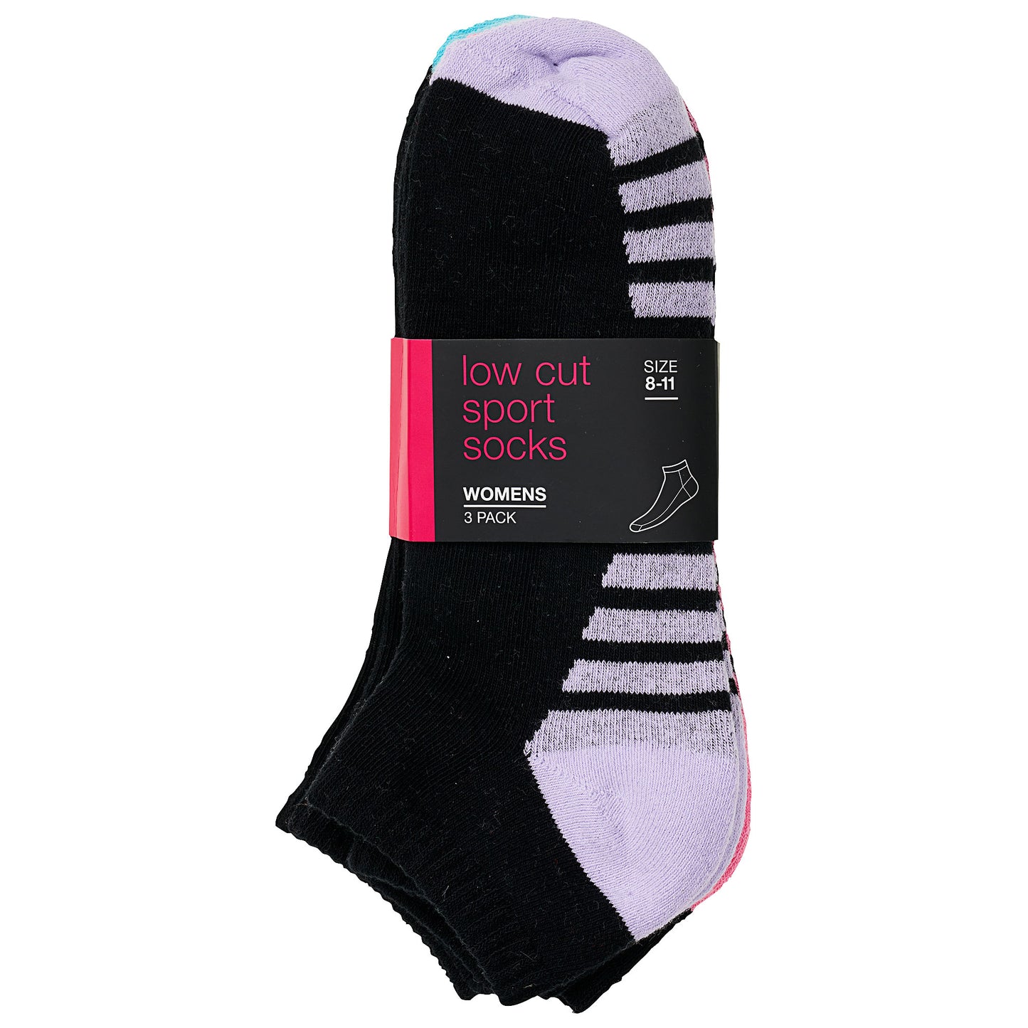 Women’s Low Cut Sport Socks Black Assorted Sizes 3pk