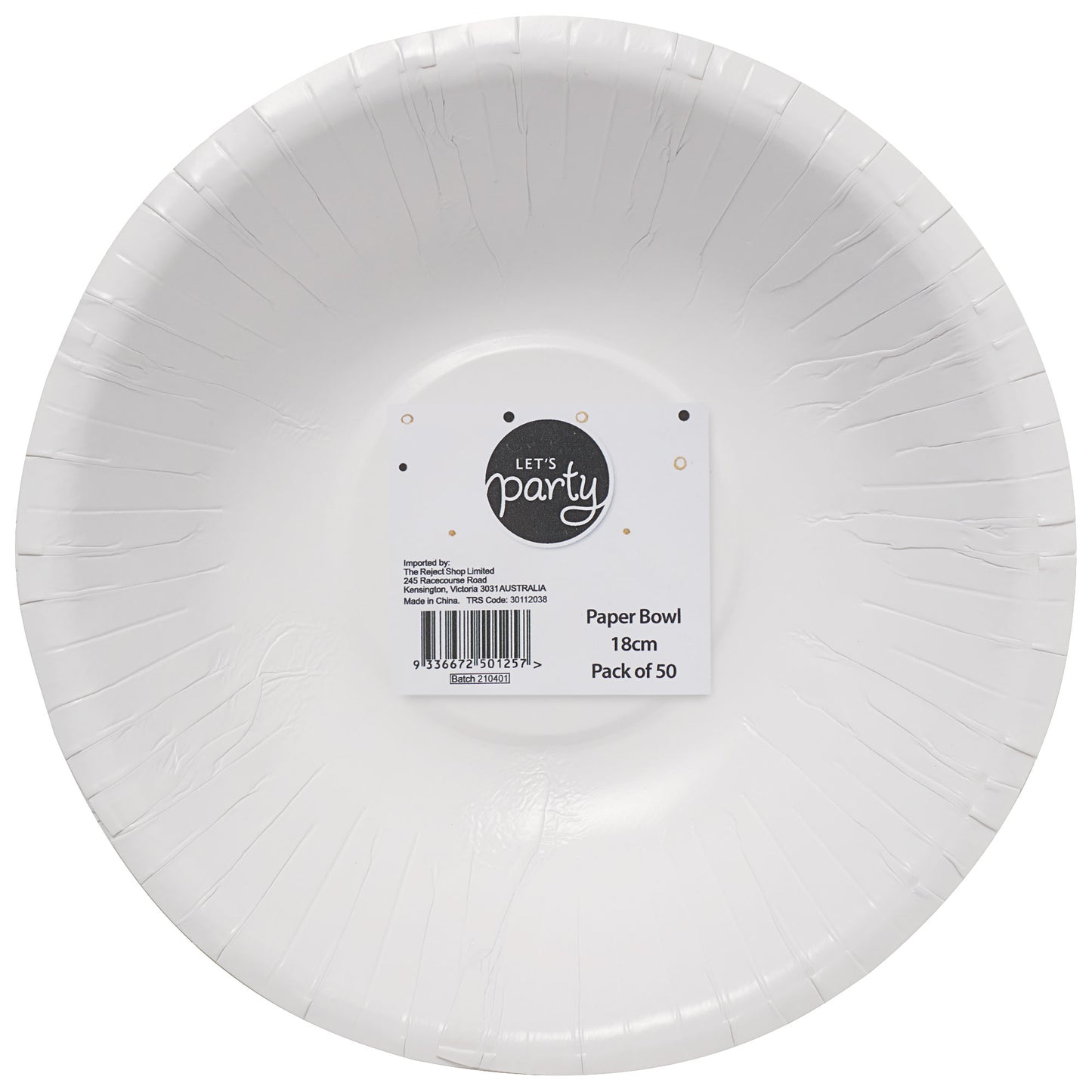 Paper Bowl 18cm Pk50 White