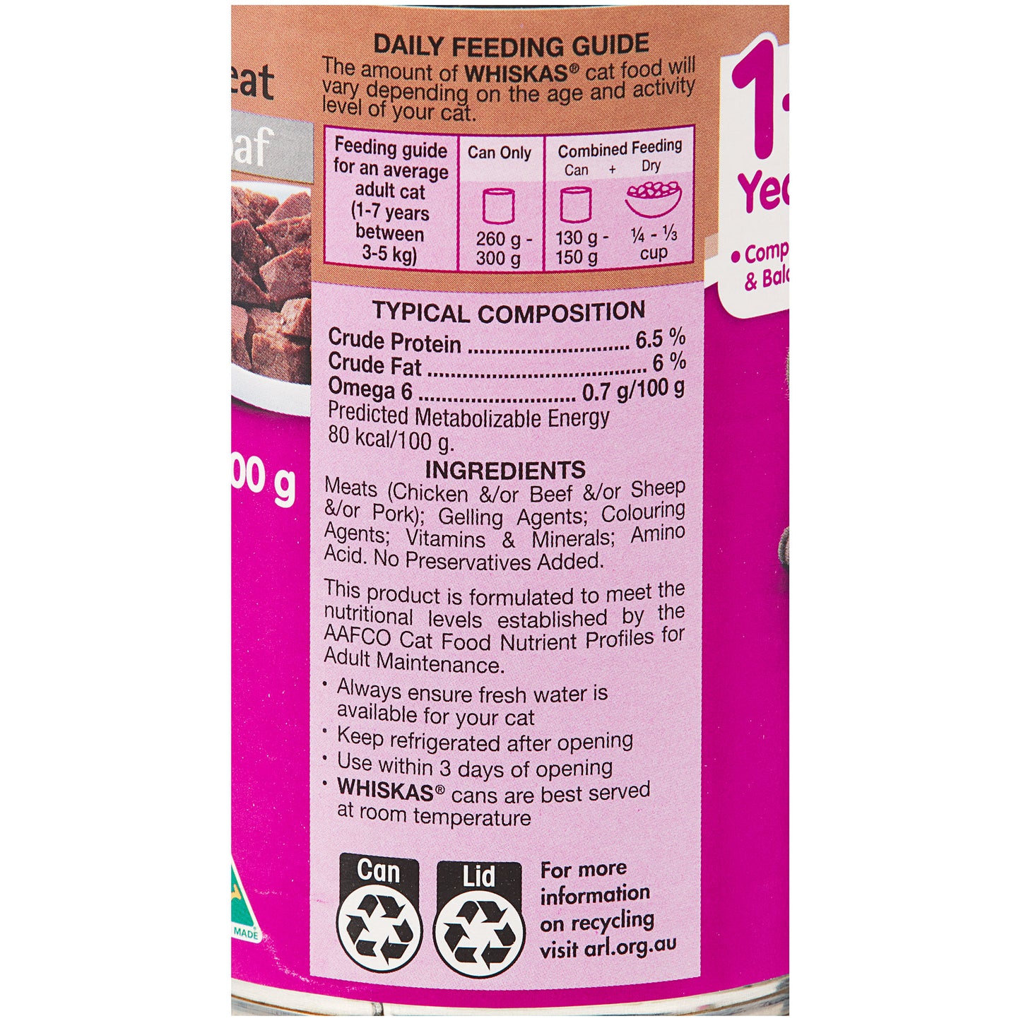 Whiskas Jellymeat Can 400g