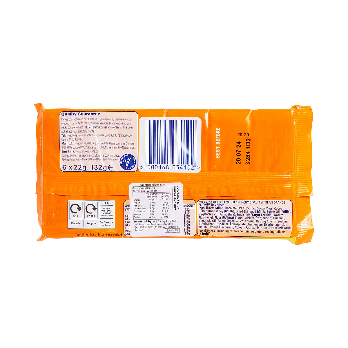 McVitie's Club Orange 6pk 132g