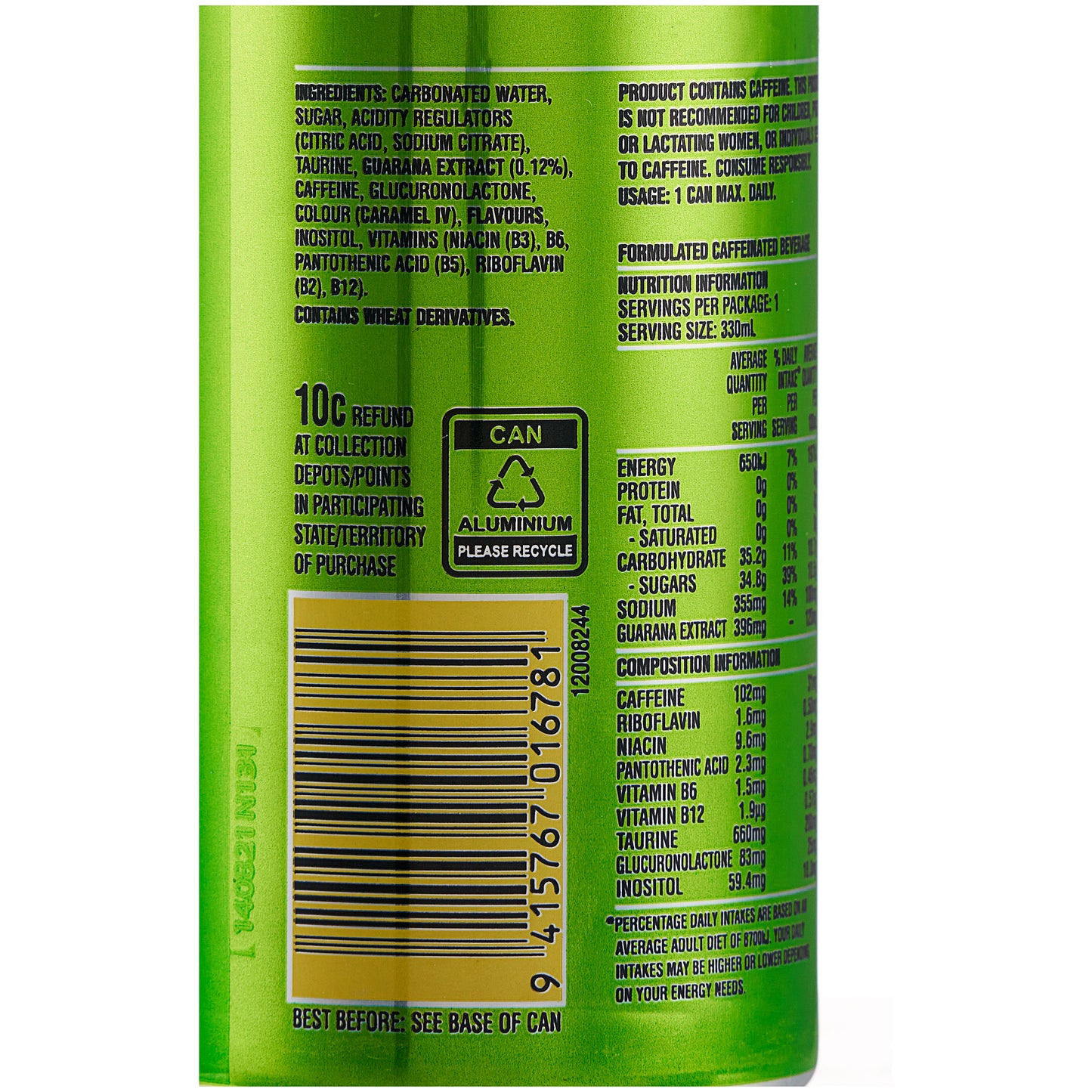 V Energy Drink green 330Ml