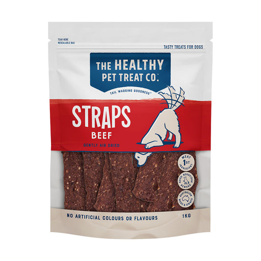 The Healthy Pet Treat Co Beef Straps 1kg