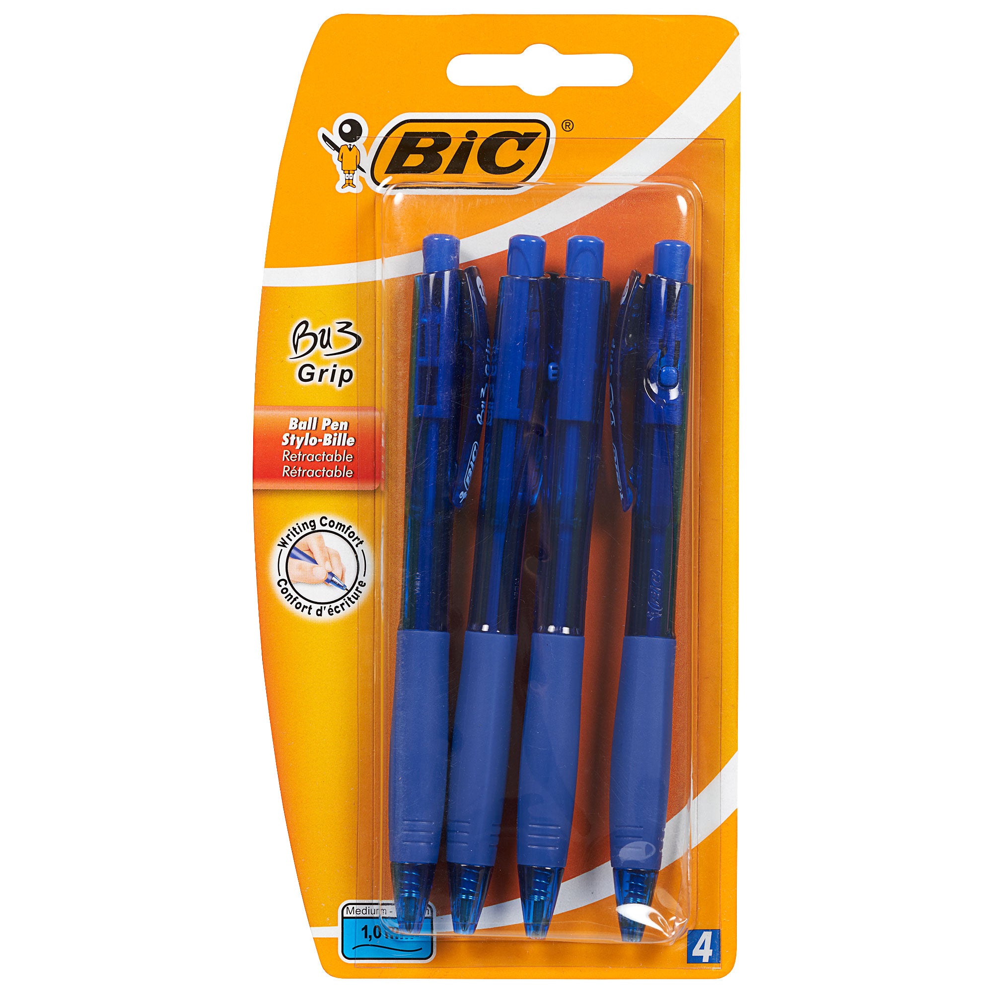 Bic Bu3 Grip Blue 4pk The Reject Shop