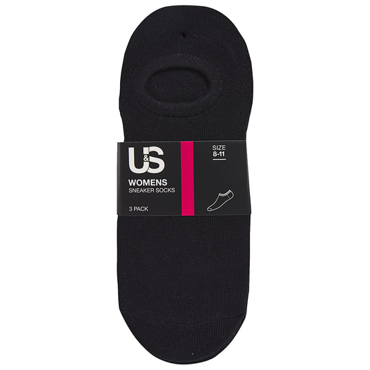 Womens No Show Socks 3 Pack - Black