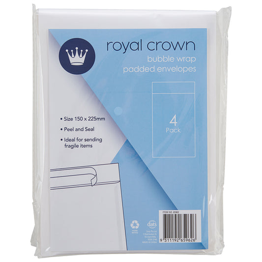 Royal Crown Bubble Wrap Padded Envelopes 150x255mm 4pk