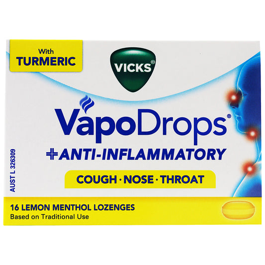 Vicks Anti-Inflammatory Lemon Menthol Lozenges With Turmeric 16pk