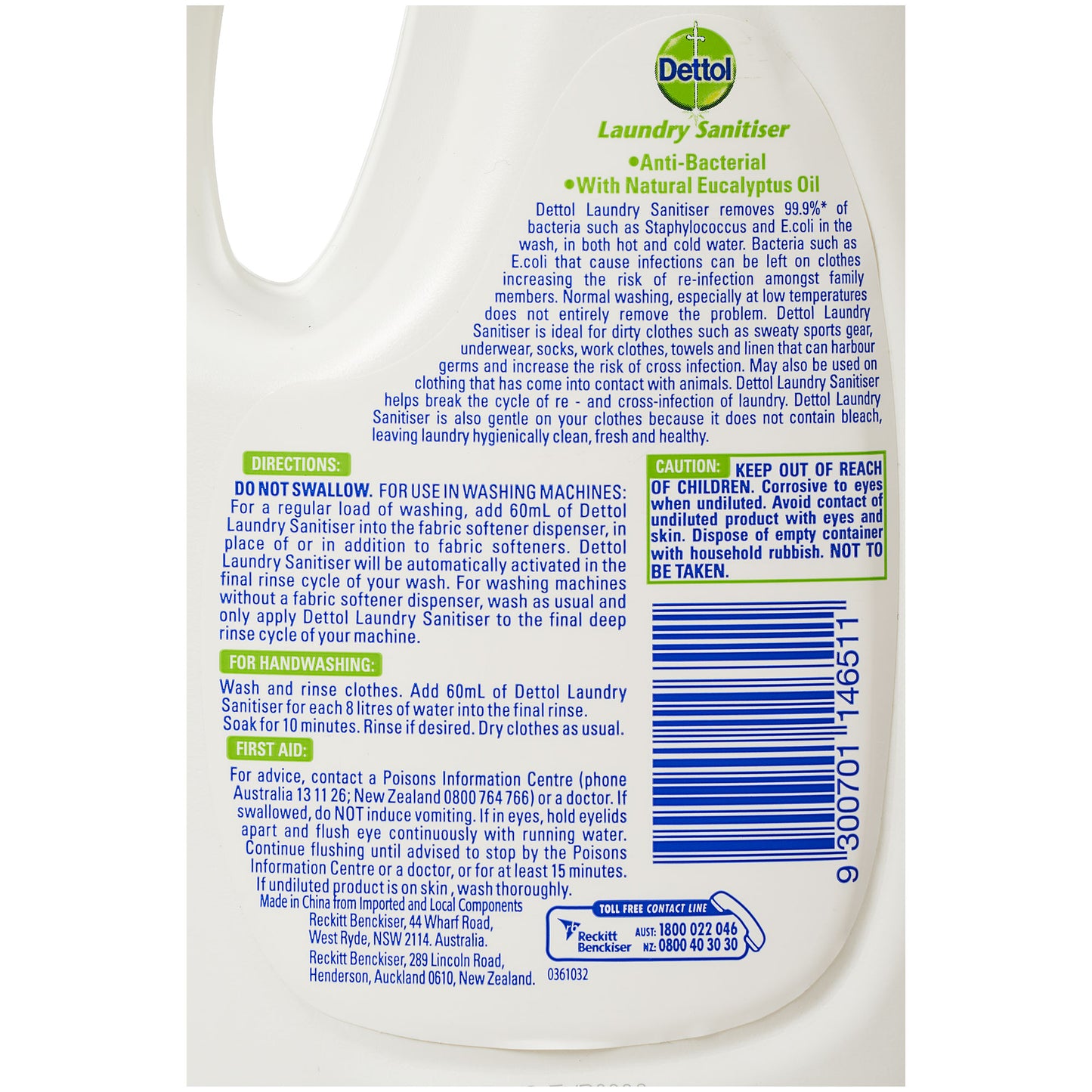 Dettol Antibacterial Laundry Sanitiser Eucalyptus 1.25L