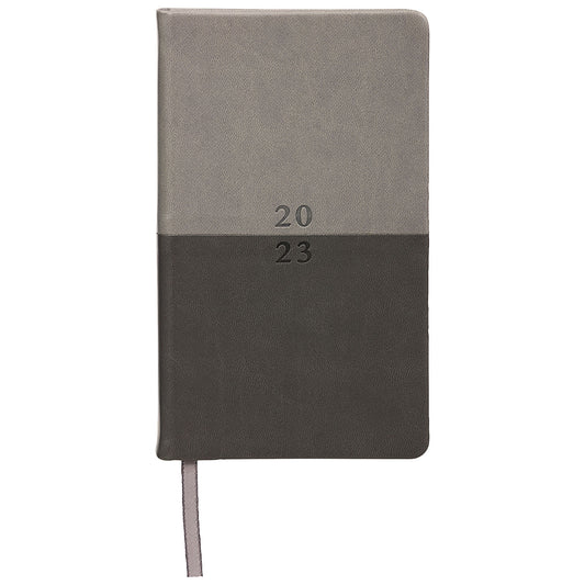 2023 Day View Two-Tone PU Diary Octavo Grey