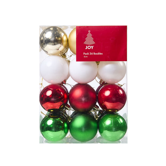 Christmas Baubles Traditional 6cm 36pk