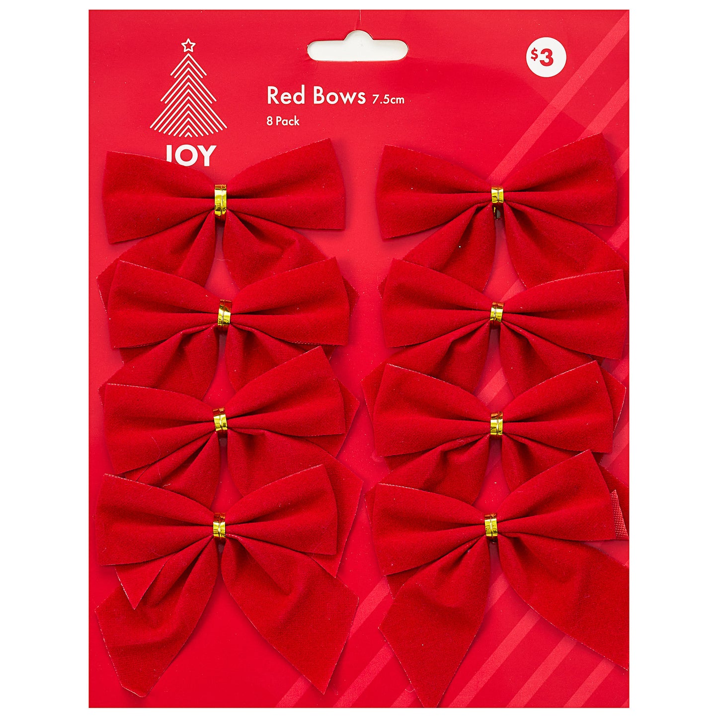 Red Bow 7.5cm 8pk