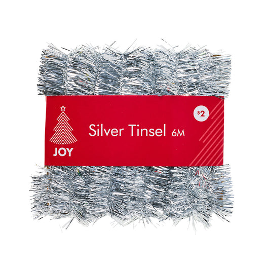 Christmas Tinsel Silver 6M