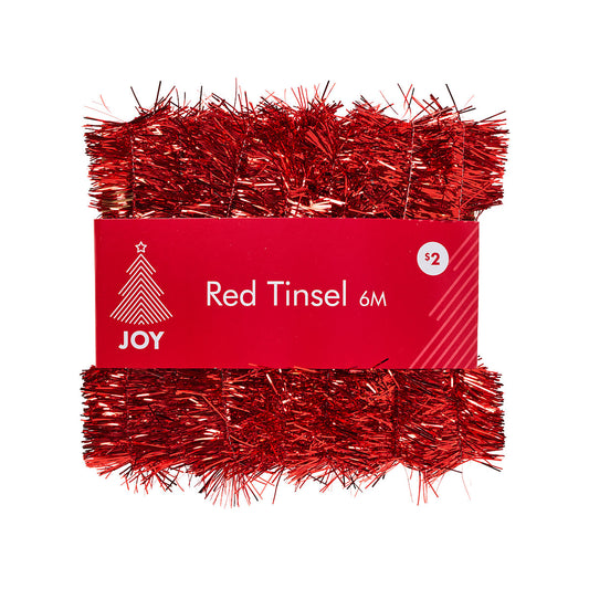 Christmas Tinsel Red 6M