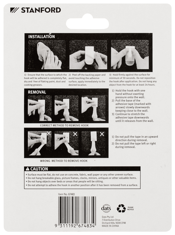Stanford Removable Adhesive Cord Clips 8pk