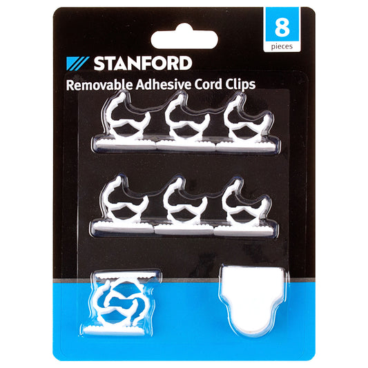 Stanford Removable Adhesive Cord Clips 8pk