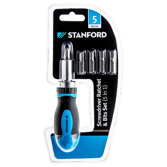 Stanford Screwdriver Ratchet & Bits Set 5pc