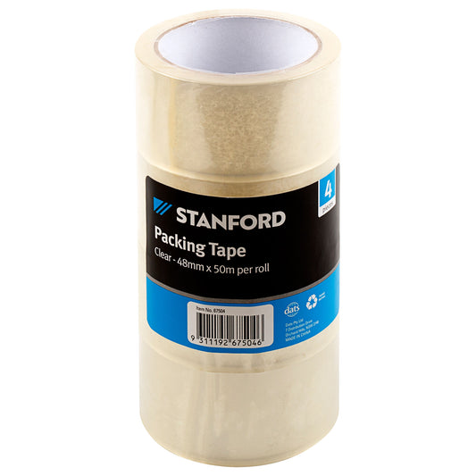 Stanford Packing Tape Clear 48mmx50m 4pk