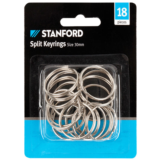 Stanford Split Keyrings 30mm 18pk