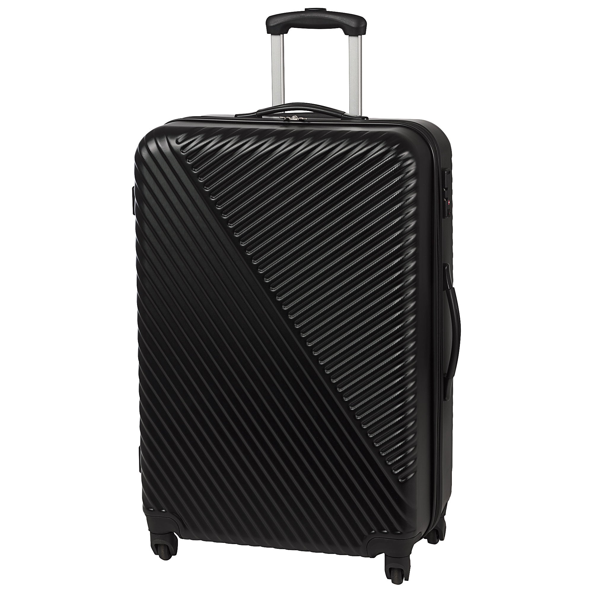 Ribbed Black Hard Case Luggage Large The Reject Shop