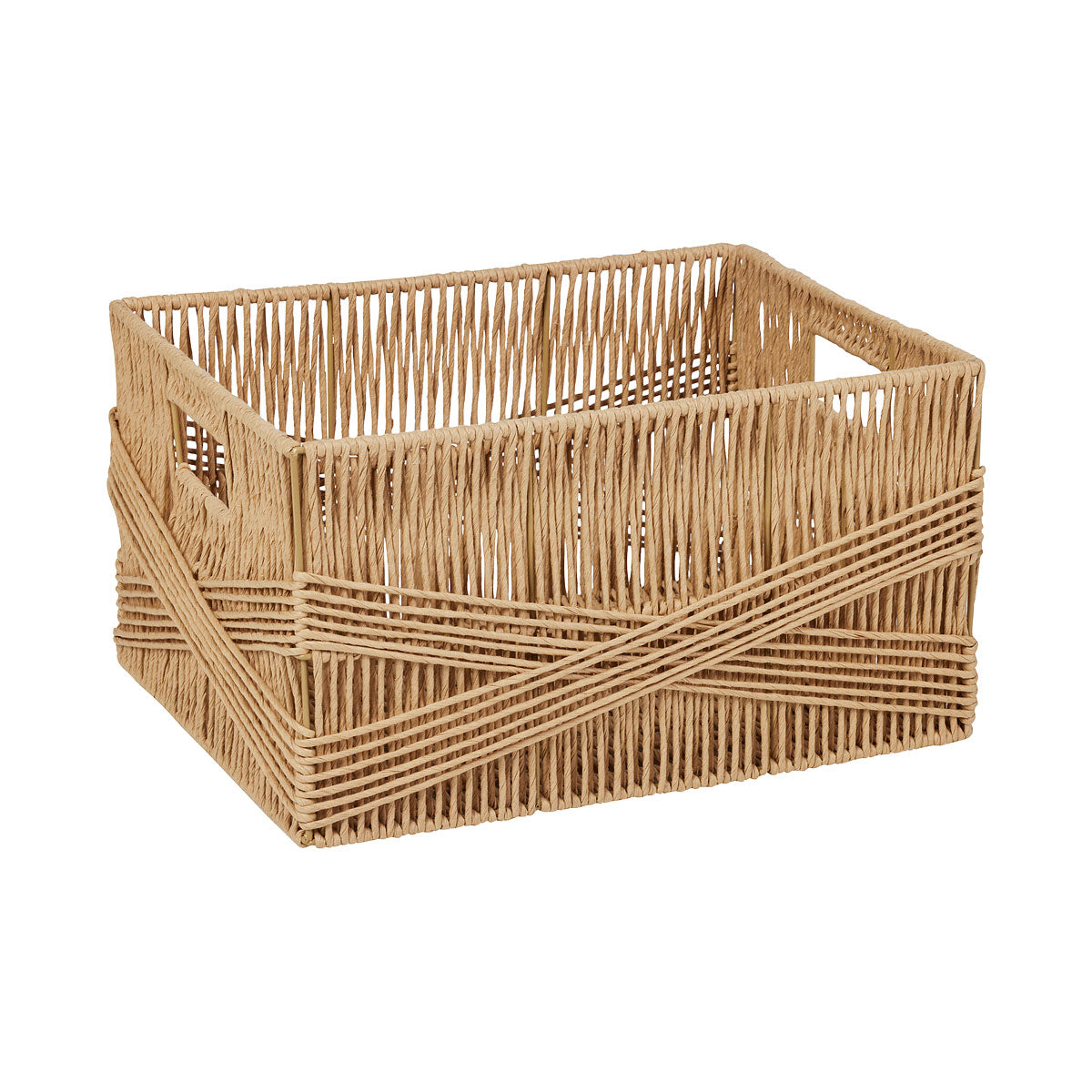 Paper Wicker Basket Tan 40x30x22cm The Reject Shop