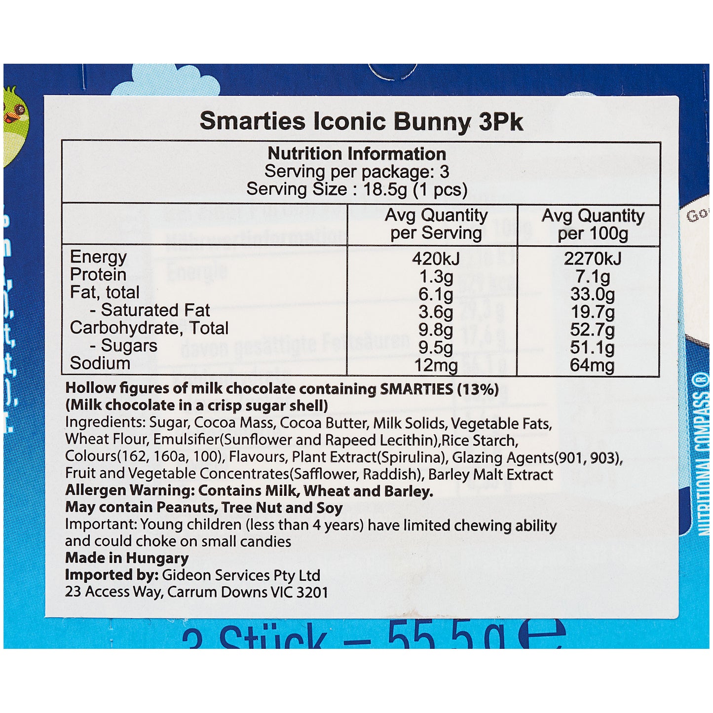 Smarties Iconic Bunny 3pk 18.5g