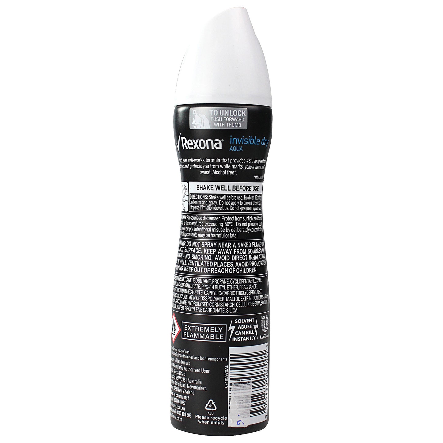 Rexona Antiperspirant Deodorant Invisible Dry Aqua 150mL