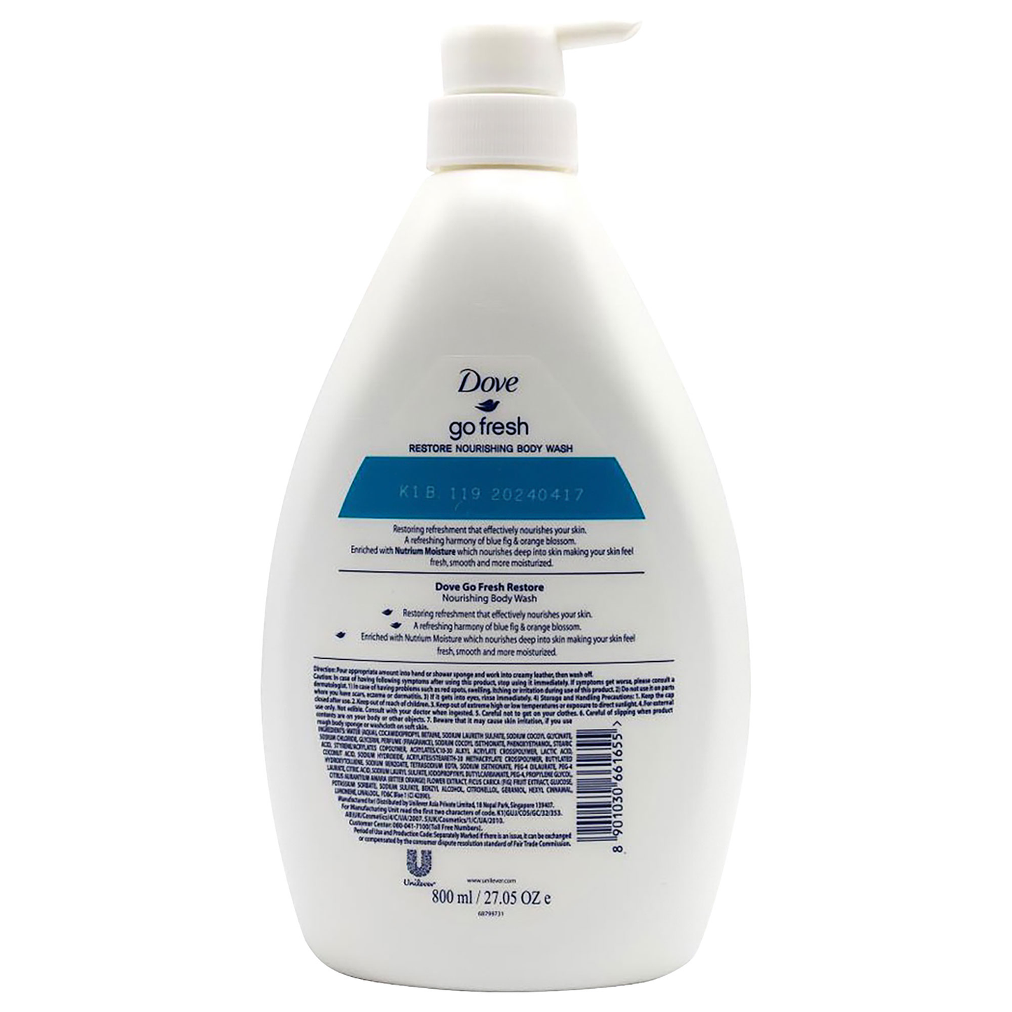 Dove Body Wash Restore 800mL