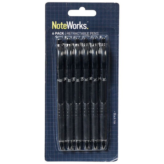 Retractable Pens Black 6pk