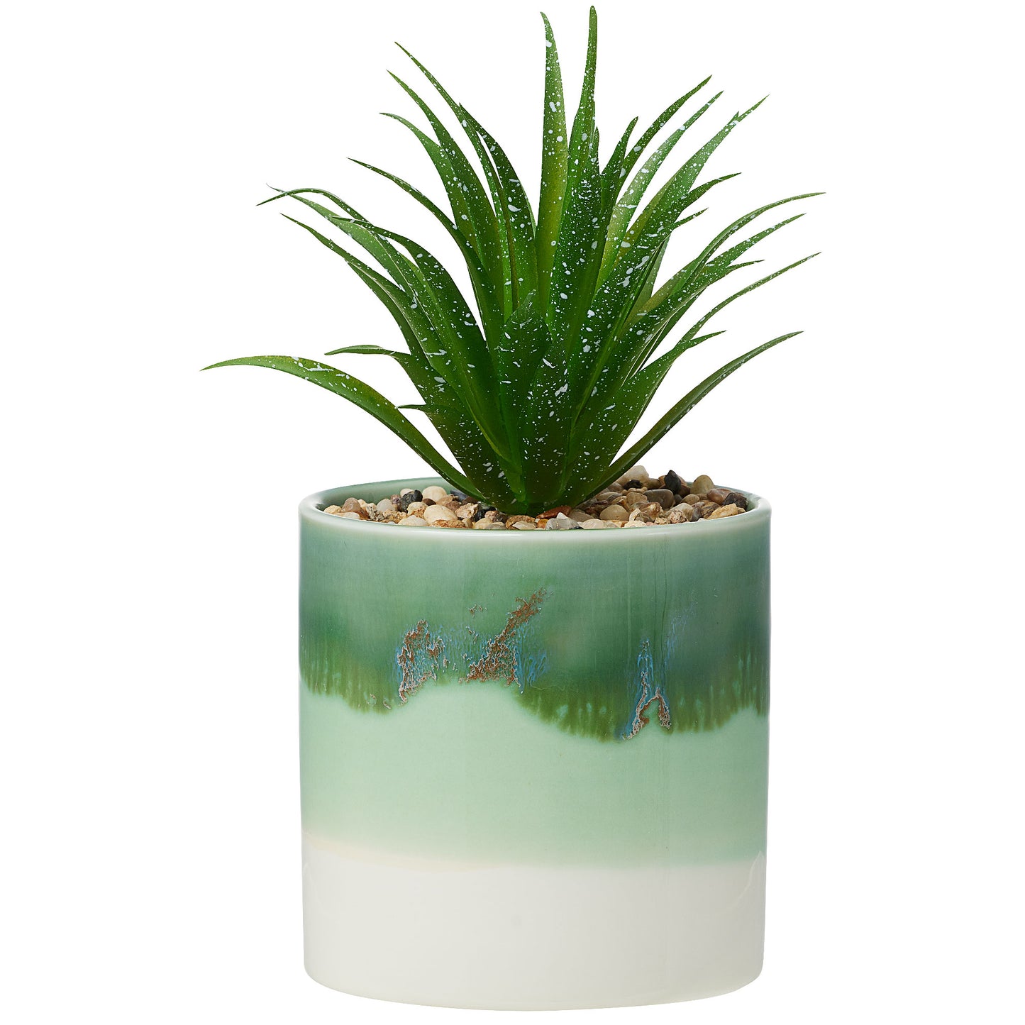 Faux Spiky Succulent In Dipped Pot Green/Peach
