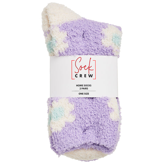 Women's Fluffy Socks Flower/Solid 2pk